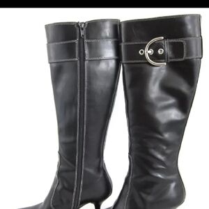 Chic Black Leather Knee-High Boots